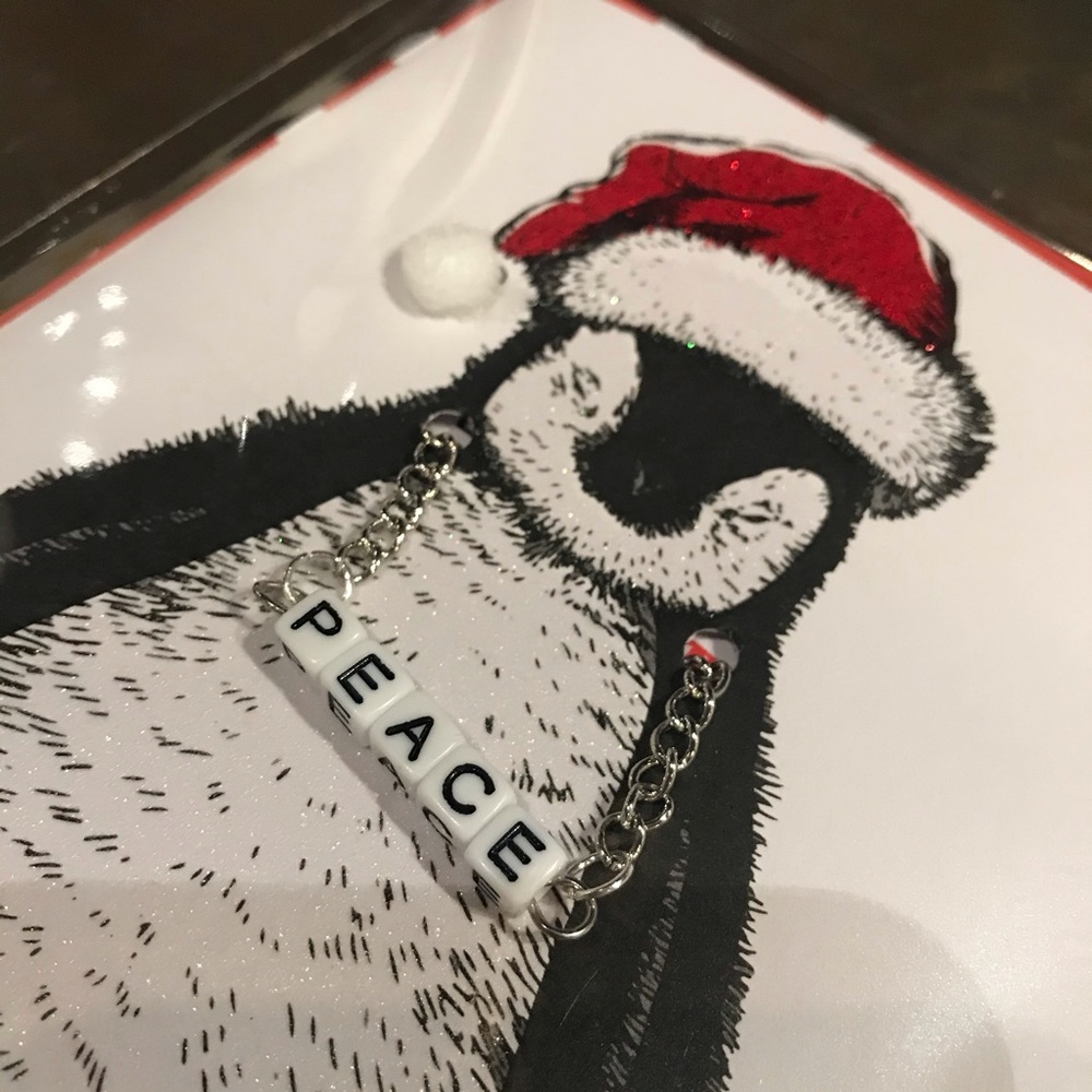 Christmas card with 17.5" peace necklace